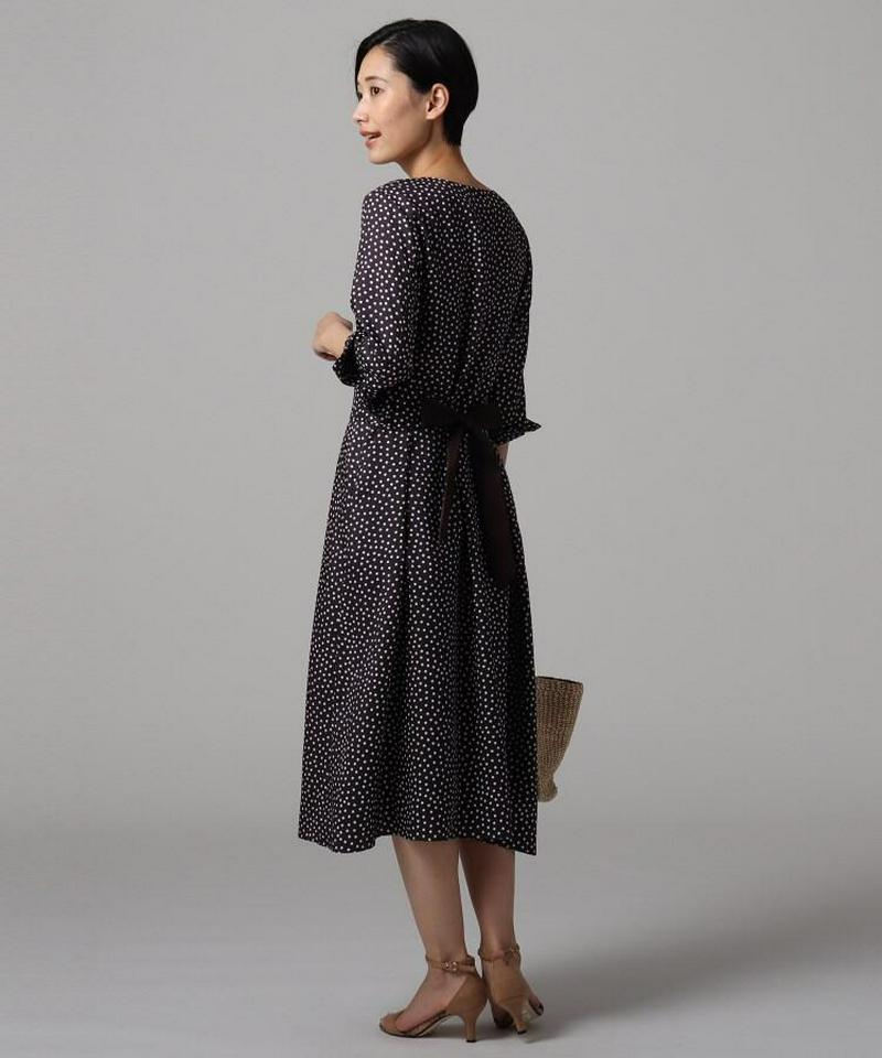 【洗える】ドットプリントロングワンピース