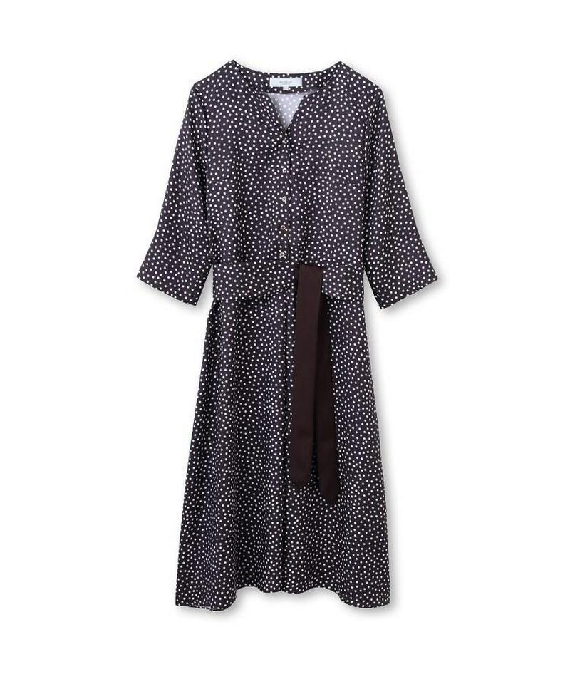 【洗える】ドットプリントロングワンピース