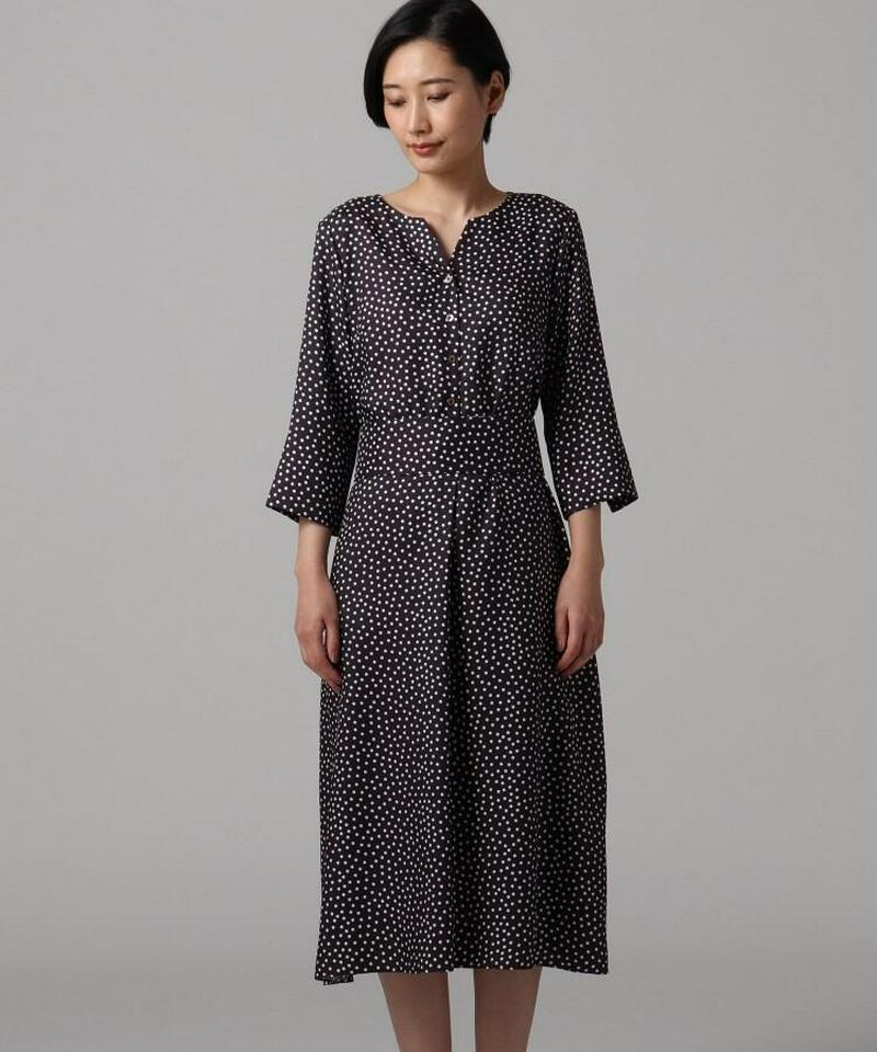 【洗える】ドットプリントロングワンピース