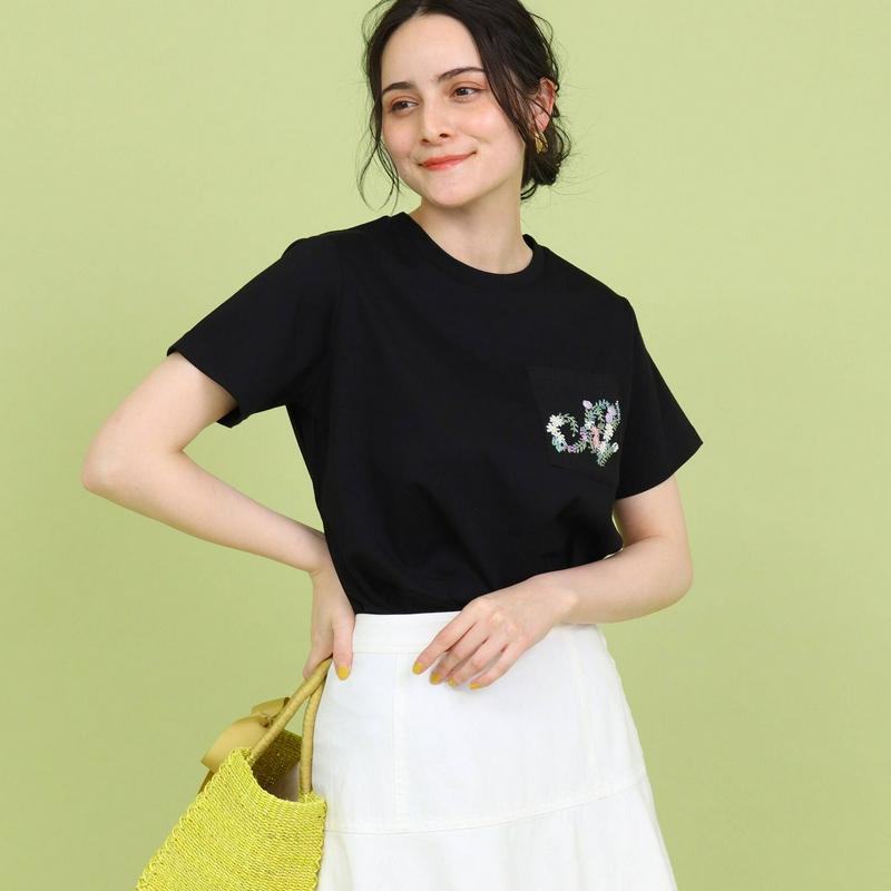 【手洗い可】刺しゅうポケットＴシャツ