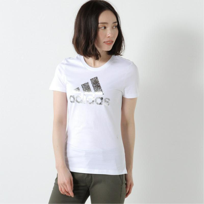 レディース　箔プリントロゴＴシャツ（アディダス/adidas）