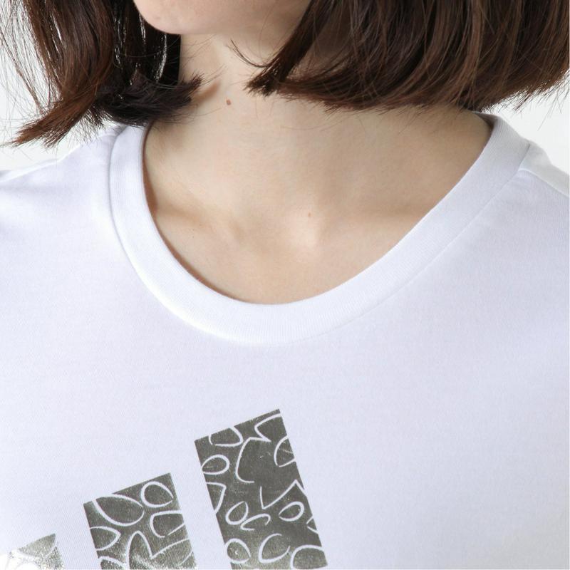 レディース　箔プリントロゴＴシャツ（アディダス/adidas）