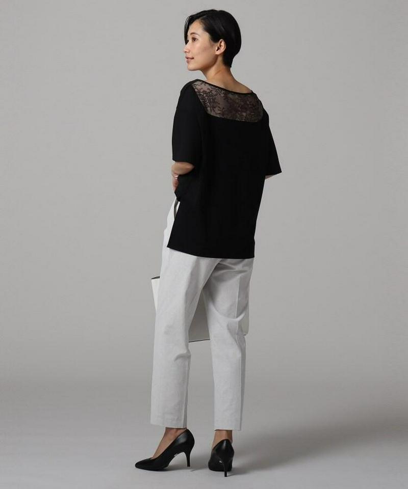 【洗える】バックレーススムースカットソー