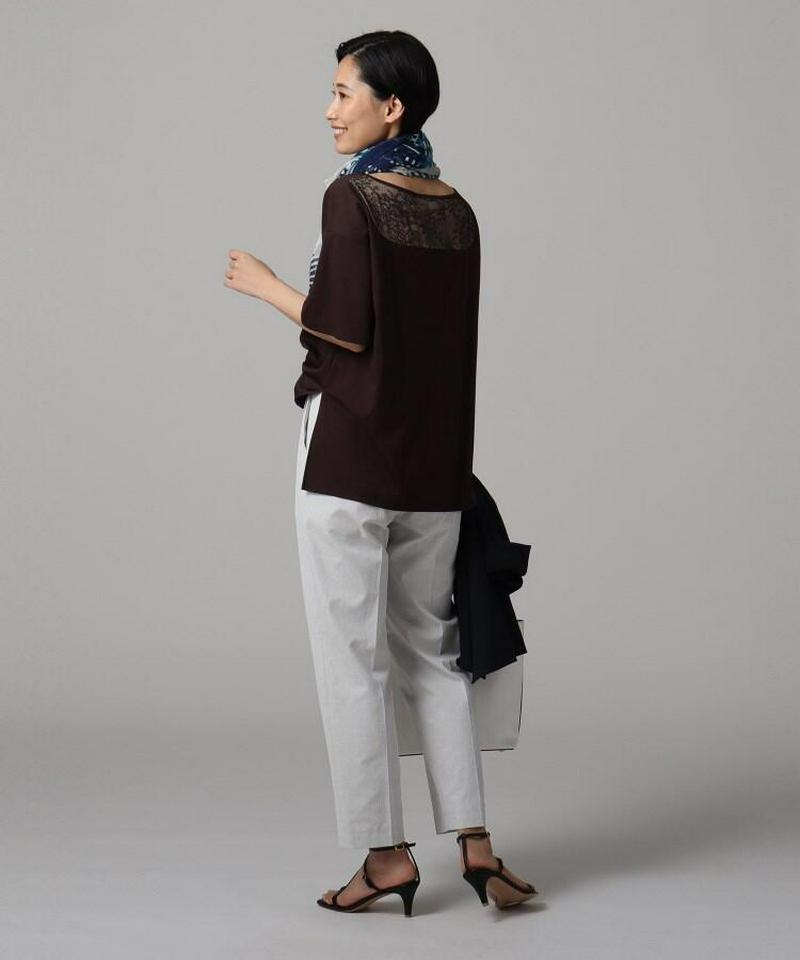 【洗える】バックレーススムースカットソー