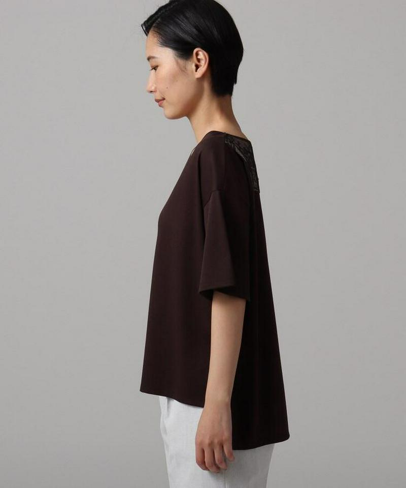 【洗える】バックレーススムースカットソー