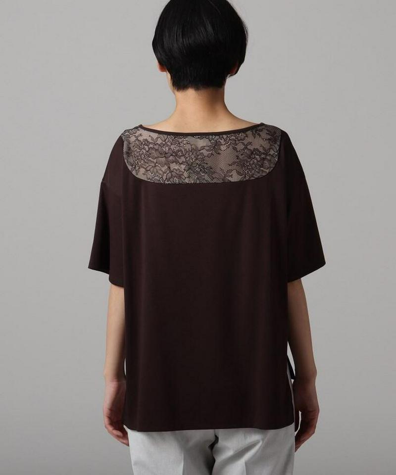 【洗える】バックレーススムースカットソー