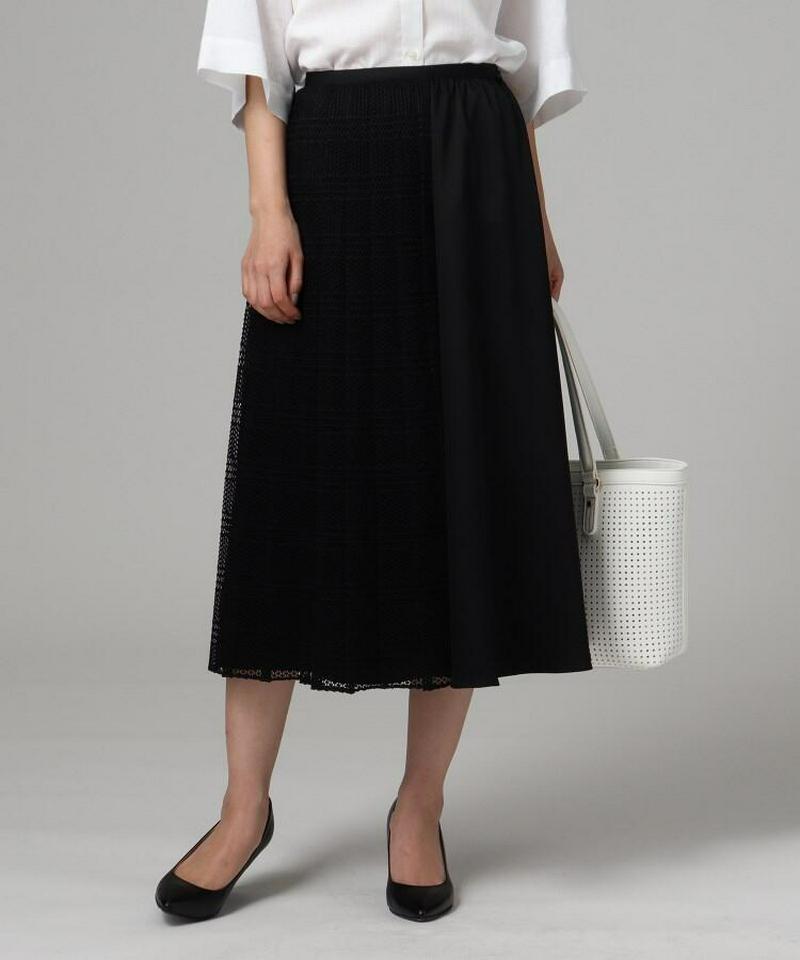 異素材ミックスミモレスカート