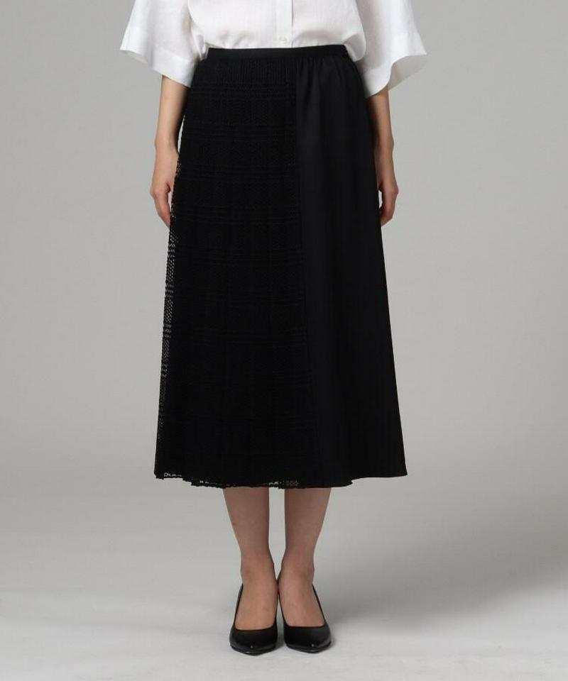 異素材ミックスミモレスカート