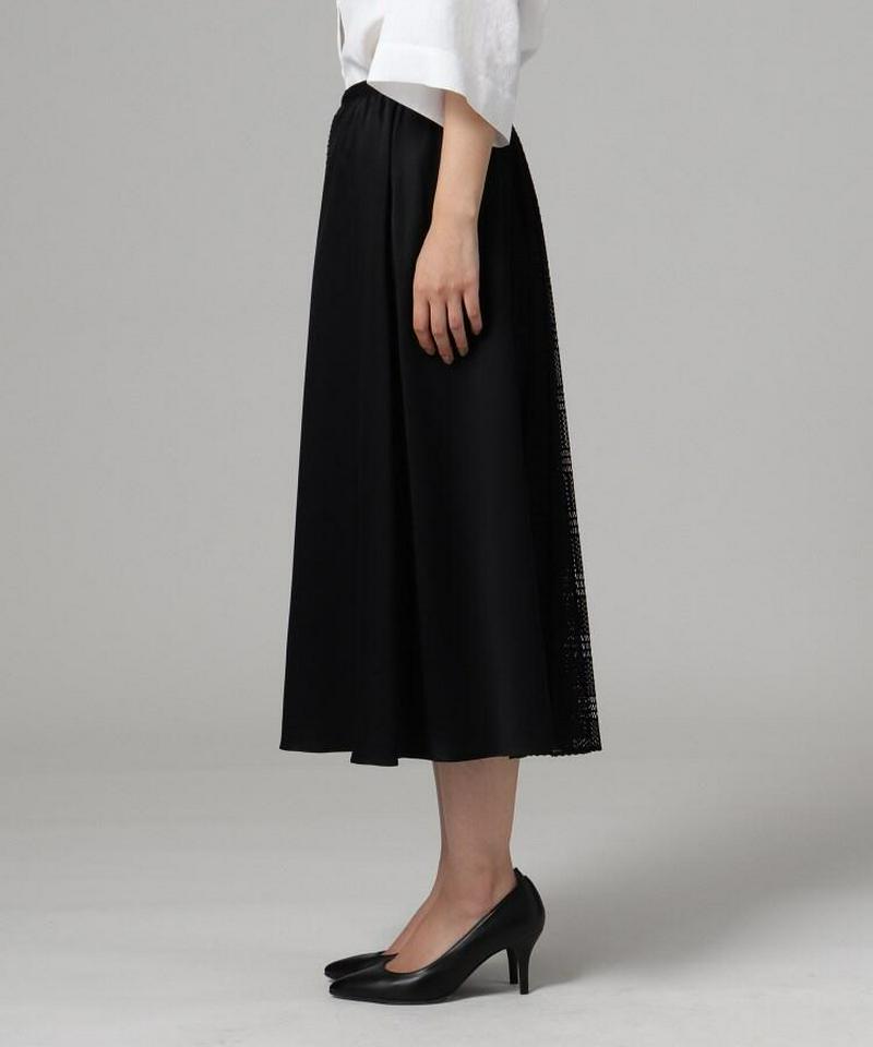 異素材ミックスミモレスカート