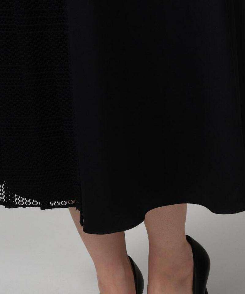 異素材ミックスミモレスカート