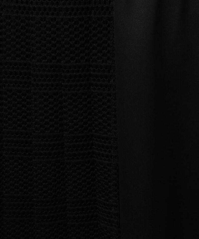 異素材ミックスミモレスカート