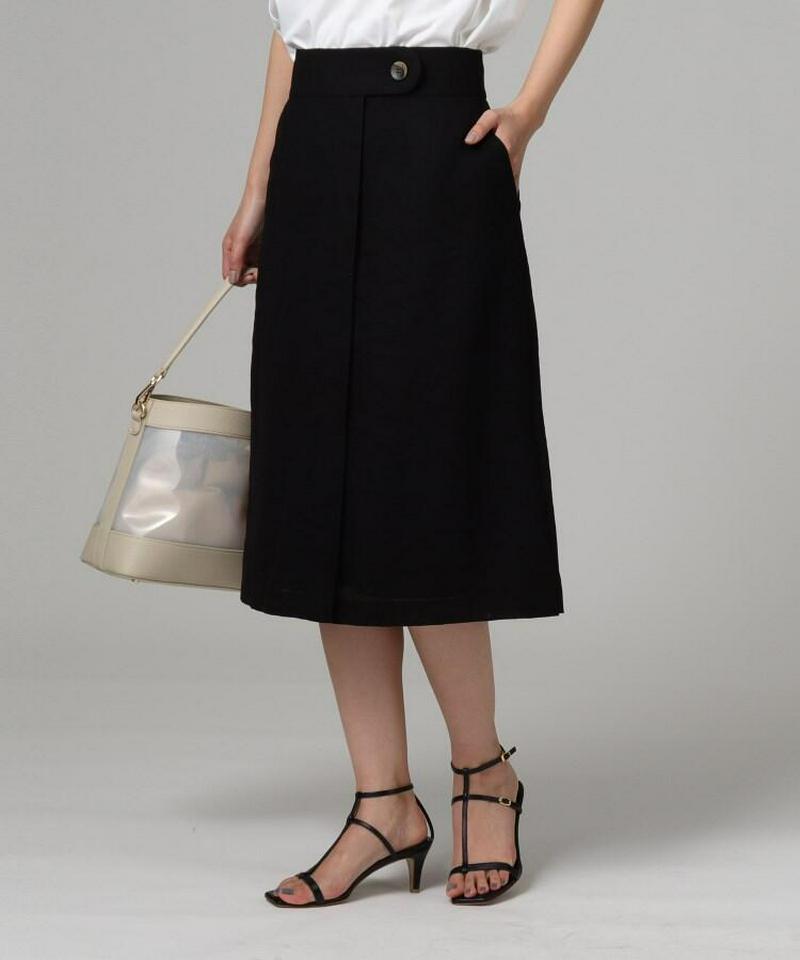 【洗える】リネン調タックスカート