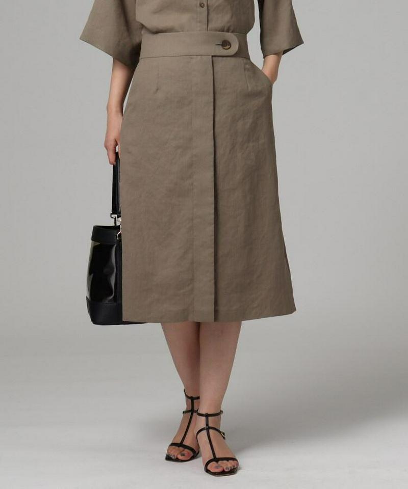【洗える】リネン調タックスカート