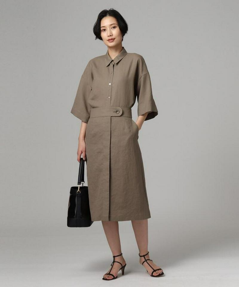 【洗える】リネン調タックスカート