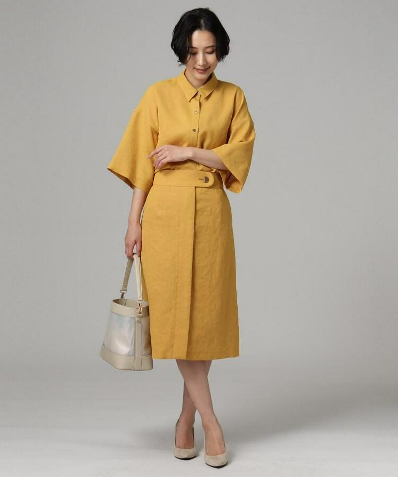 【洗える】リネン調タックスカート