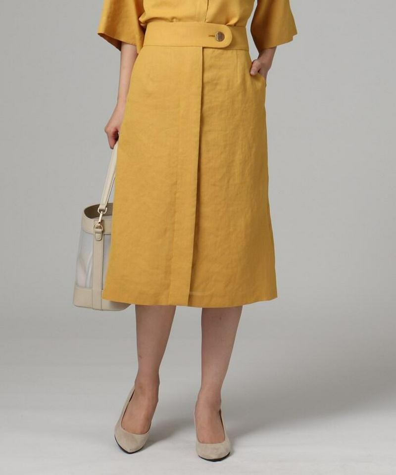 【洗える】リネン調タックスカート