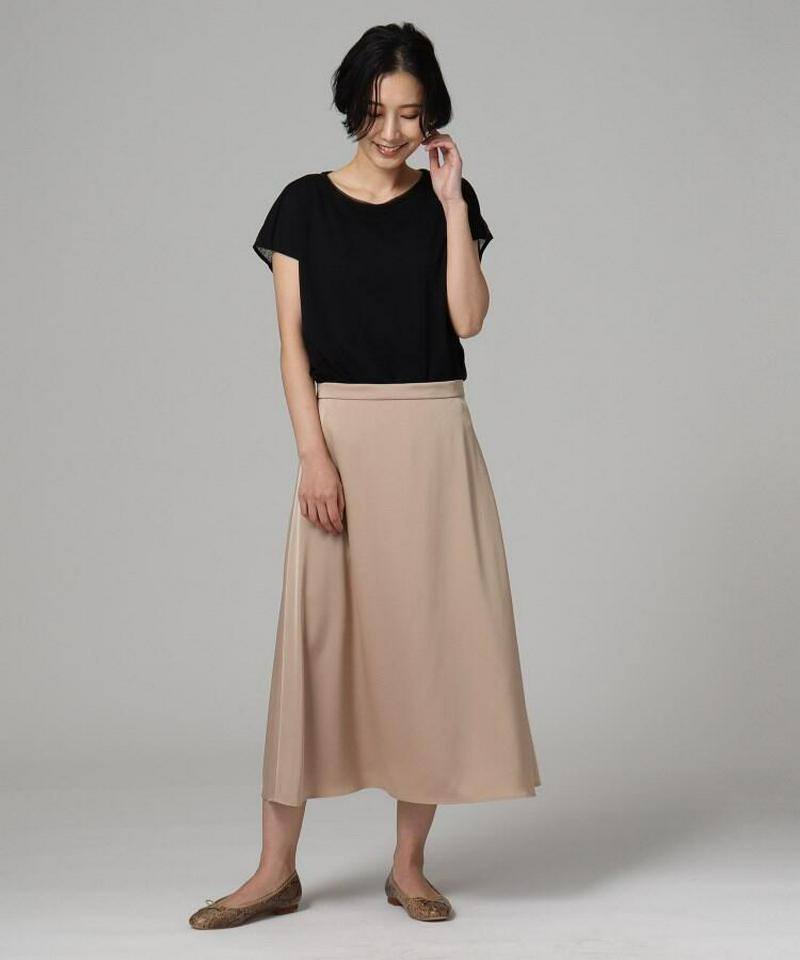 【洗える】サテンフレアスカート