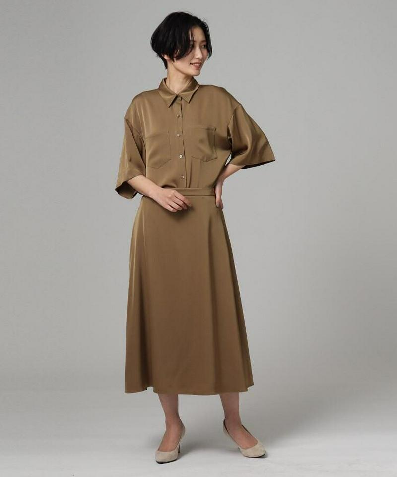 【洗える】サテンフレアスカート