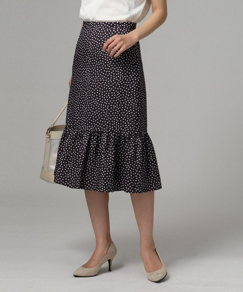 【洗える】ドット柄マーメイドスカート