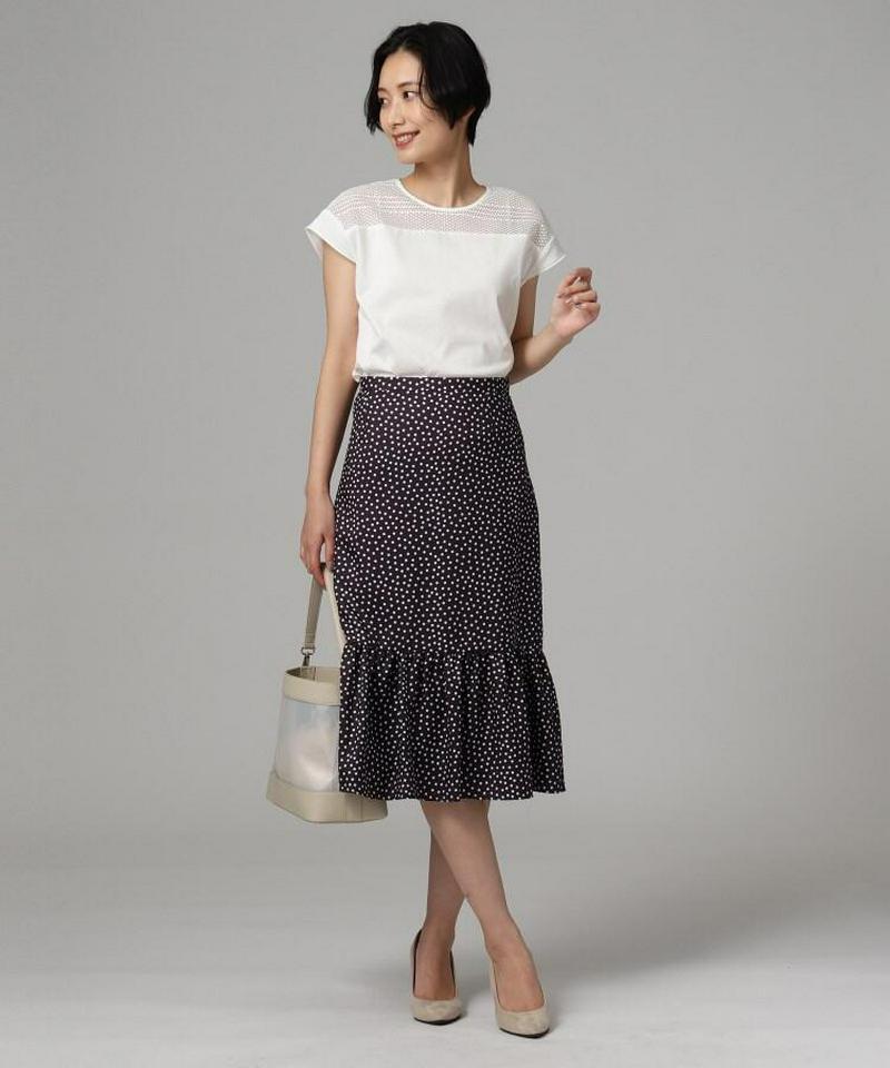 【洗える】ドット柄マーメイドスカート