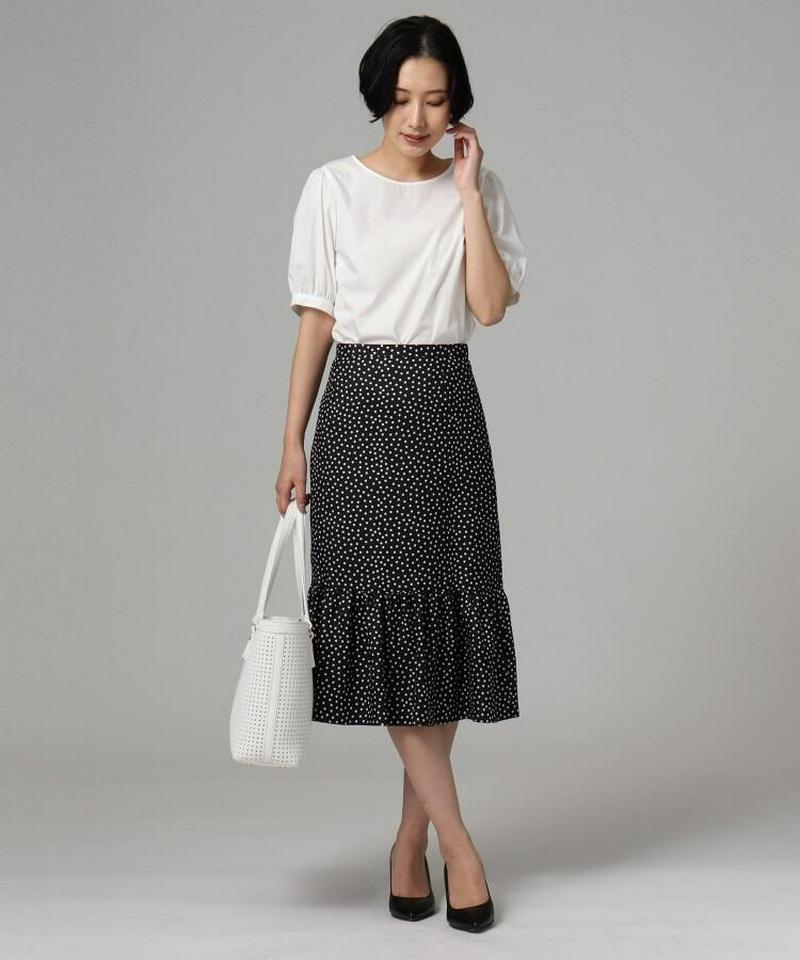 【洗える】ドット柄マーメイドスカート