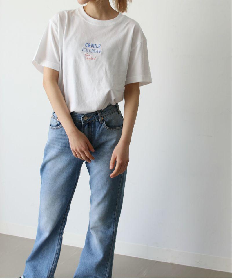 New Yoghurt(ニューヨーグルト)"C&MILK"刺繍半袖Tシャツ