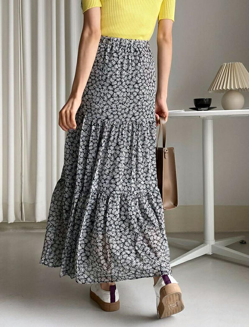 ティアード花柄スカート・全4色・b59014 レディース 【sk】【スカート ロング ロングスカート 花柄 フラワー ティアード