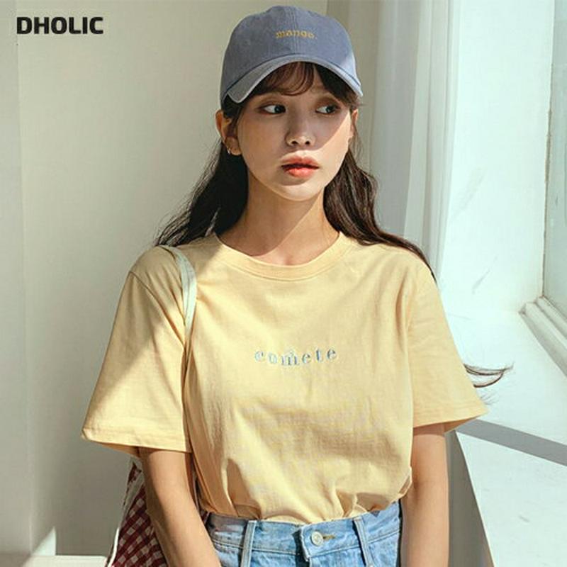 刺繍ロゴTシャツ・全4色・t55414 レディース 【tops】【トップス Tシャツ 半袖 ロゴ ロゴT ハーフスリーブ 刺繍 