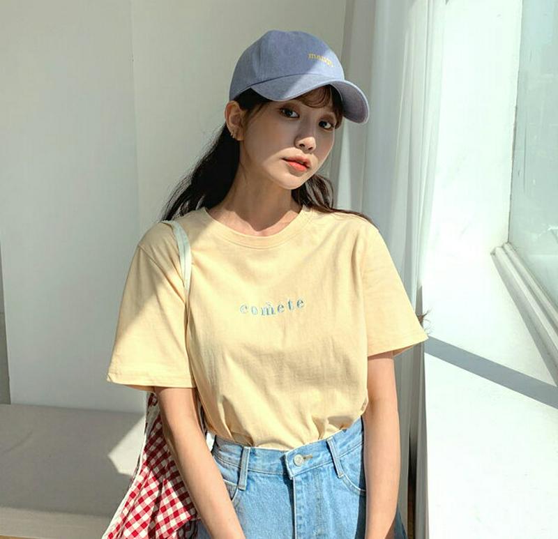 刺繍ロゴTシャツ・全4色・t55414 レディース 【tops】【トップス Tシャツ 半袖 ロゴ ロゴT ハーフスリーブ 刺繍 