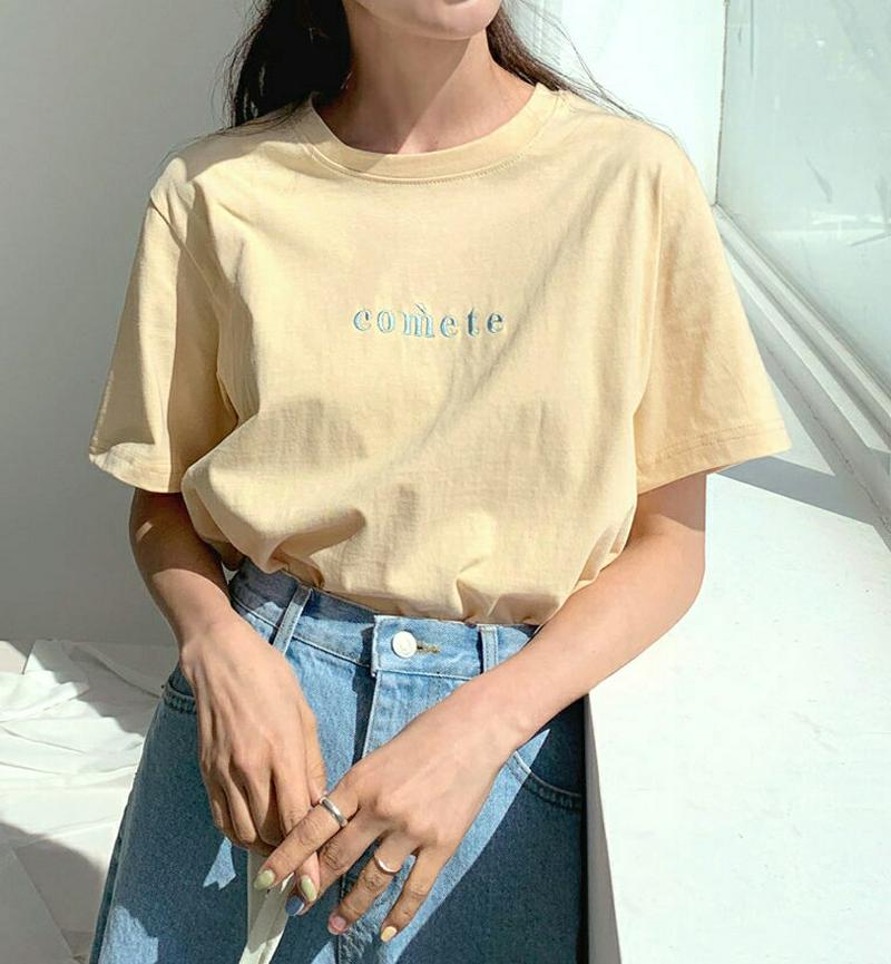刺繍ロゴTシャツ・全4色・t55414 レディース 【tops】【トップス Tシャツ 半袖 ロゴ ロゴT ハーフスリーブ 刺繍 
