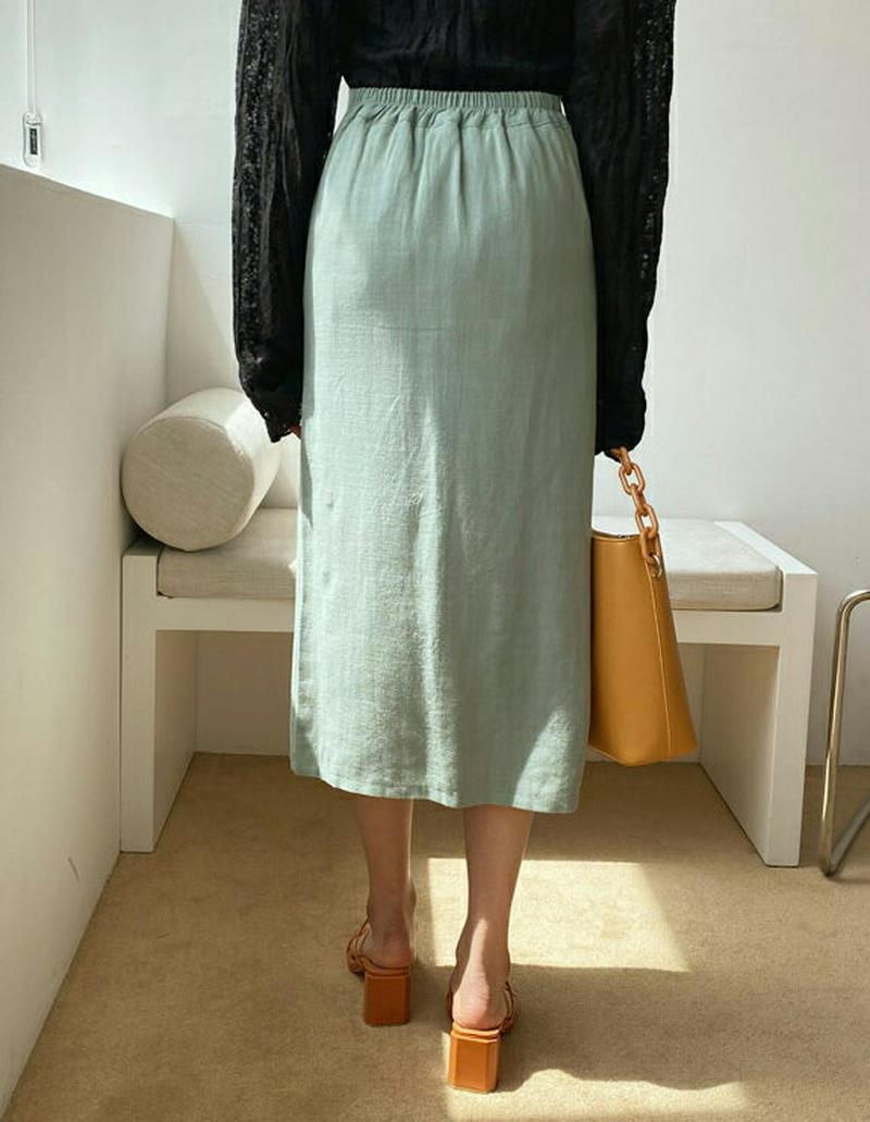 リネン混スリットスカート・全4色・b55429 レディース 【sk】【スカート ロング ロングスカート スリット リネン 単色 