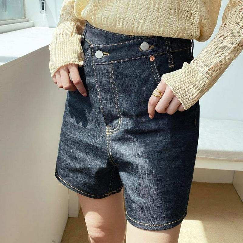 ダイアゴナルボタンフライデニムショートパンツ・全1色・t55443 レディース 【pt】【パンツ ショートパンツ 半ズボン ハー