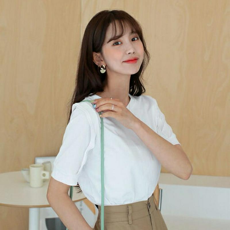 スリーブディテールTシャツ・全3色・t55410 レディース 【tops】【トップス Tシャツ 半袖 ハーフスリーブ 単色 大人