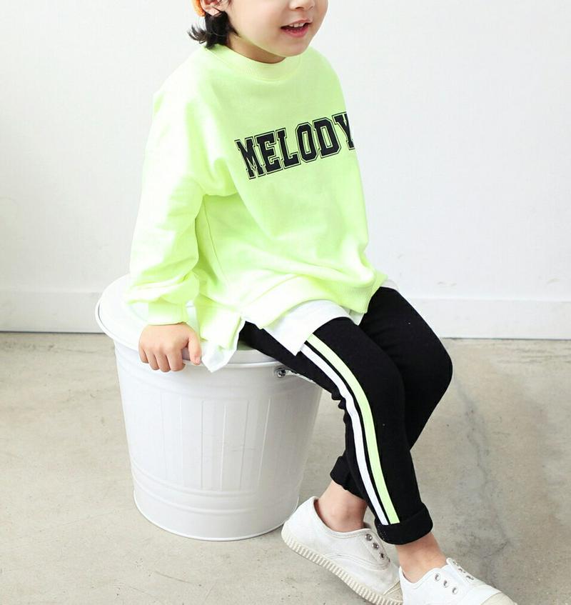melodyネオン上下SET・p001534 キッズ【3~8才】【set】【セットアップ トップス 長袖 ロゴ パンツ ロングパンツ ズボン 長ズボン ボトムス サイドライン 女の子 男の子 子供 こども 子供服 こども服】【KIDS】