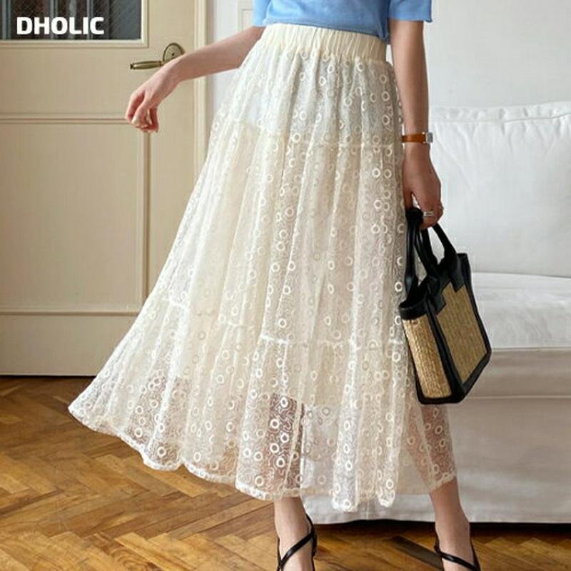 レースフレアスカート・全2色・b61964 レディース【sk】【スカート ロング ロングスカート 総レース レース フレア フレ