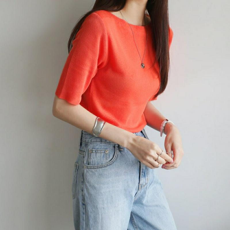 半袖ボートネックニット・全8色・b61915 レディース【tops】【トップス Tシャツ 半袖 ハーフスリーブ ボートネック 単