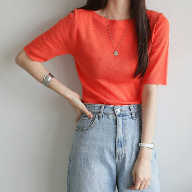 半袖ボートネックニット・全8色・b61915 レディース【tops】【トップス Tシャツ 半袖 ハーフスリーブ ボートネック 単