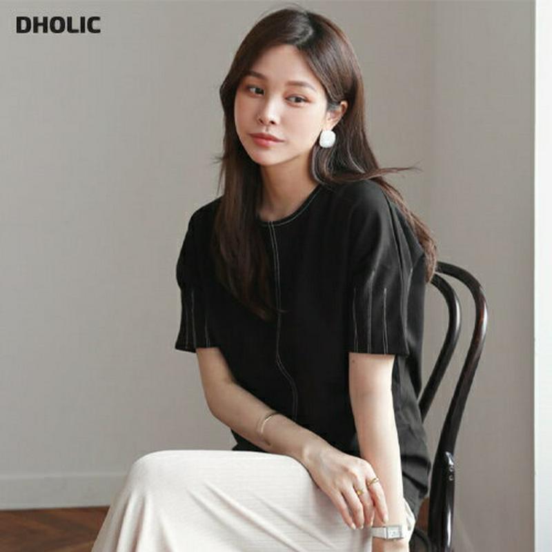 ステッチTシャツ・全4色・b61925 レディース【tops】【トップス Tシャツ 半袖 ハーフスリーブ ステッチ シンプル カ