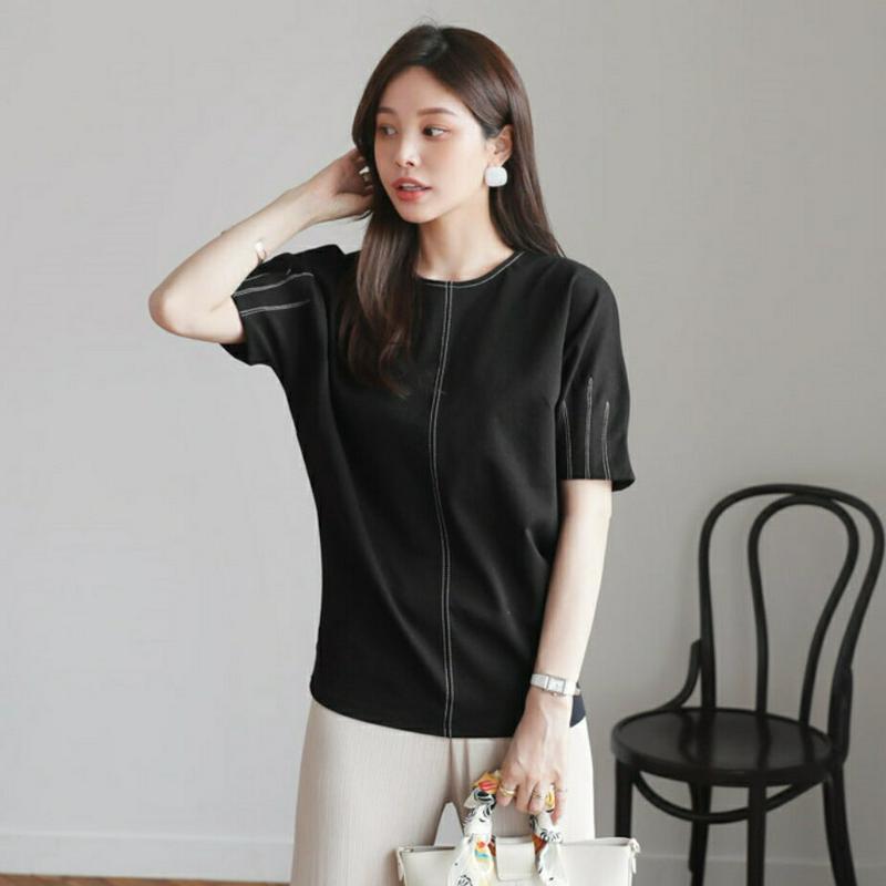 ステッチTシャツ・全4色・b61925 レディース【tops】【トップス Tシャツ 半袖 ハーフスリーブ ステッチ シンプル カ