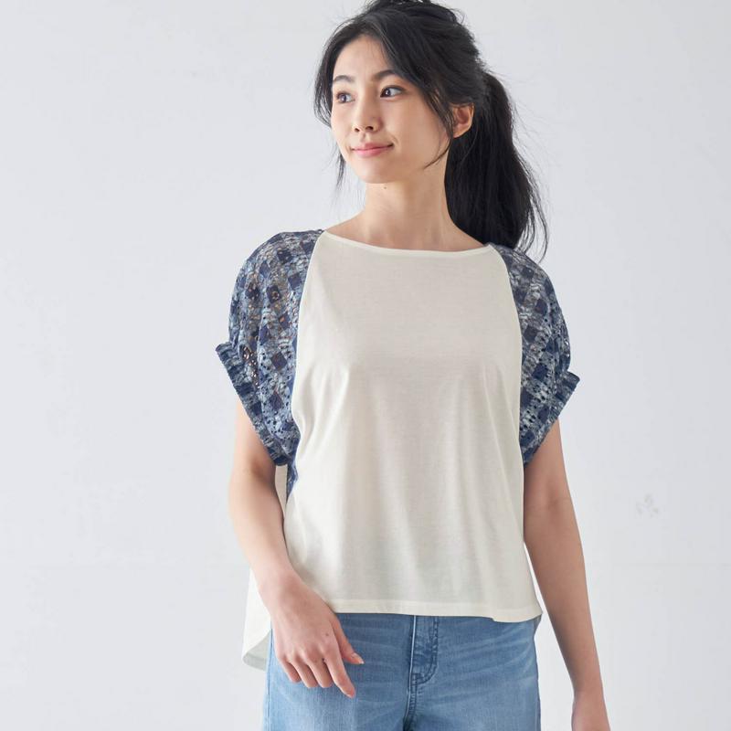 【ＧＷ限定セール】袖異素材切替えカットソー