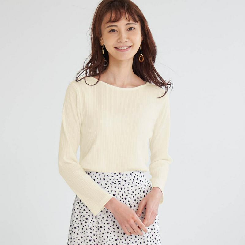 【ＧＷ限定セール】体のラインをひろいにくい　後ろボタン使いカットソー【汚れにくい白】
