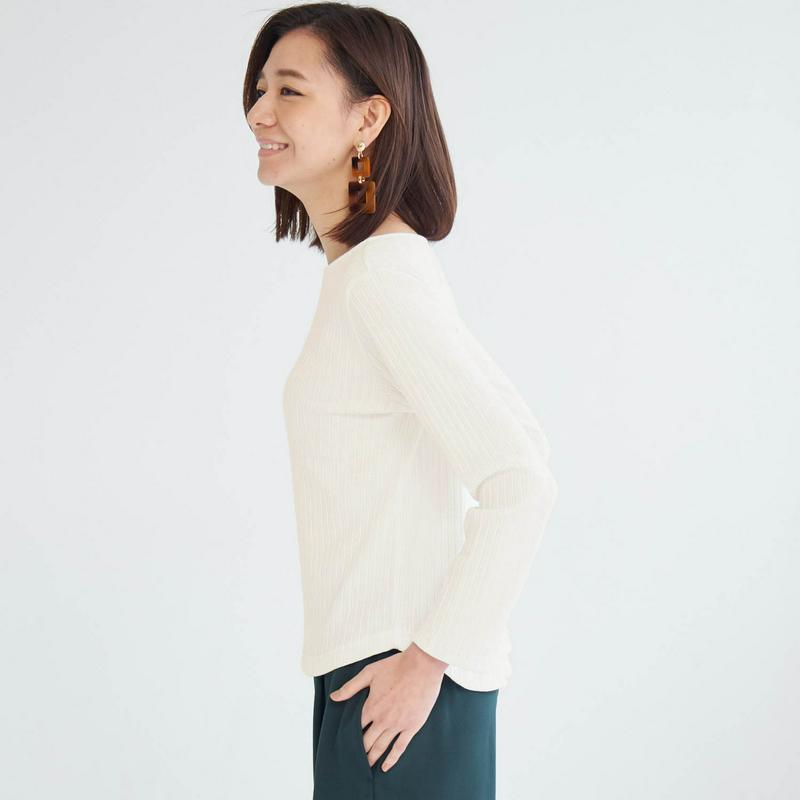 【ＧＷ限定セール】体のラインをひろいにくい　後ろボタン使いカットソー【汚れにくい白】