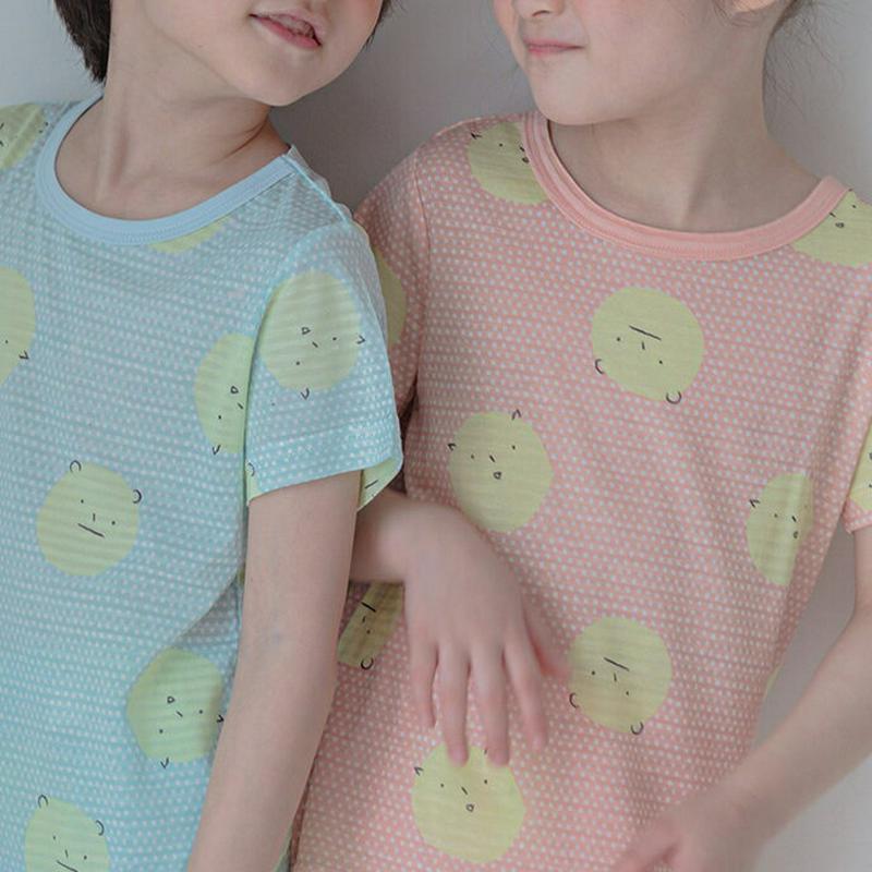 Neon dotパジャマSET(ピンク)・p001419 キッズ【3~8才】【uw】【パジャマ 部屋着 ルームウェア 半袖 ハー