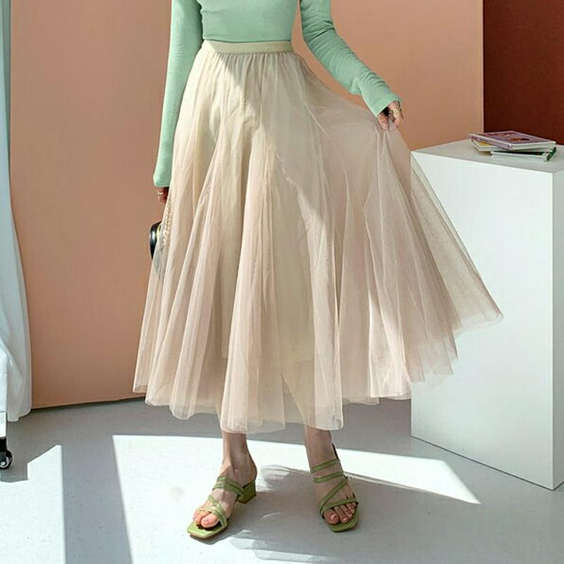 フレアチュールスカート・全4色・b55939 レディース 【sk】【スカート ロング ロングスカート チュール チュールスカート
