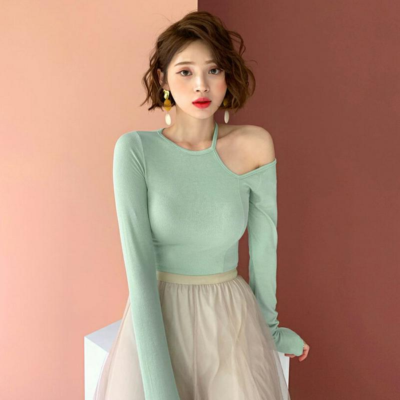 スリットリブTシャツ・全3色・t55972 レディース 【tops】【トップス Tシャツ 長袖 スリット リブ リブトップス 肩