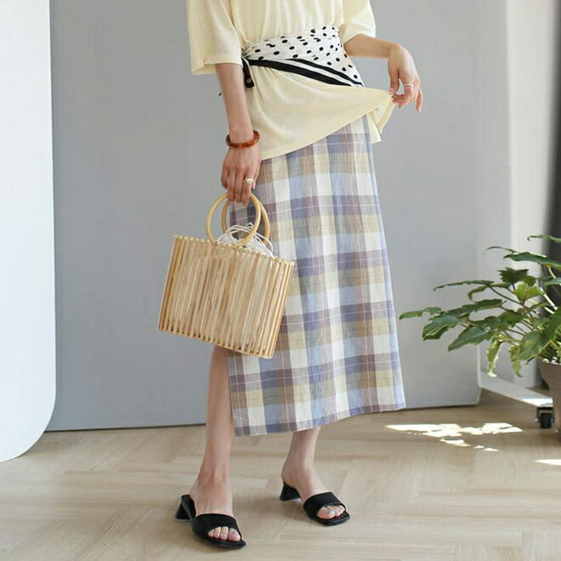 チェックスリットスカート・全2色・b55940 レディース 【sk】【スカート ロング ロングスカート チェック チェック柄 チ