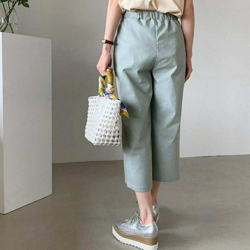 ウエストゴムパンツ・全3色・b61966 レディース【pt】【パンツ ロングパンツ ズボン ボトムス クロップド丈 クロップド 