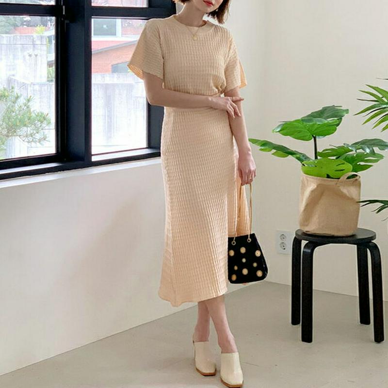 テクスチャーニット&スカートSET・全2色・t59097 レディース【ops】【セットアップ トップス 半袖 ハーフスリーブ ニ