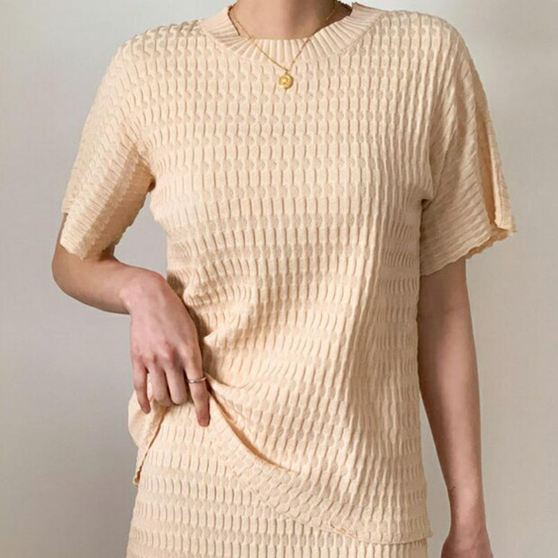 テクスチャーニット&スカートSET・全2色・t59097 レディース【ops】【セットアップ トップス 半袖 ハーフスリーブ ニ