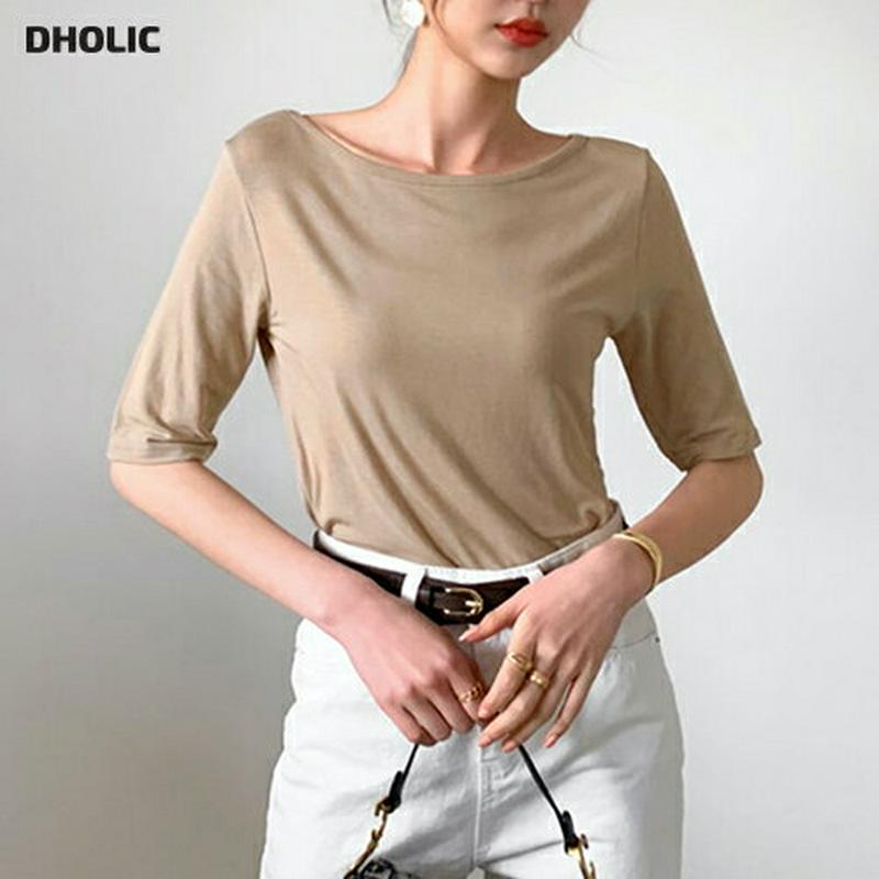 ボートネックスリムTシャツ・全7色・59072 レディース【tops】【トップス Tシャツ 半袖 ハーフスリーブ ボートネック 